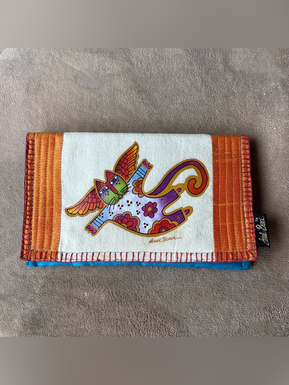 Laurel Birch cloth Wallet winged Cat NWOT